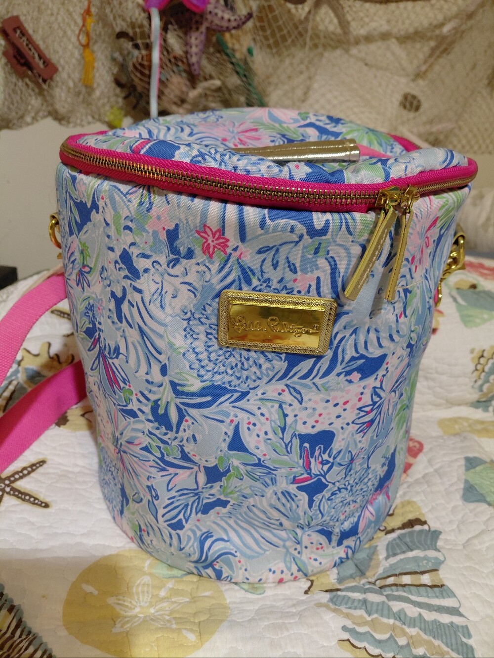 Lilly Pulitzer BEACH COOLER Aqua la Vista Insulated Soft With Shoulder Strap